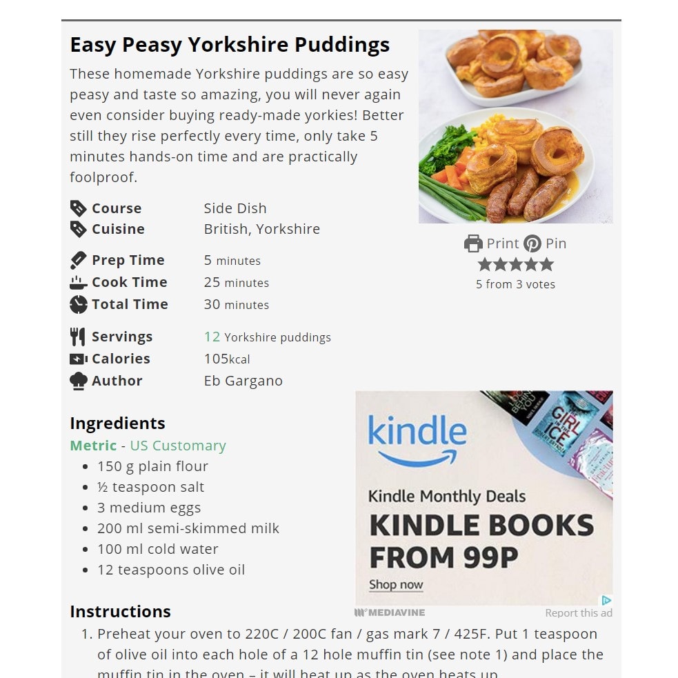 Easy Peasy Foodie Yorkshire Puddings Screengrab