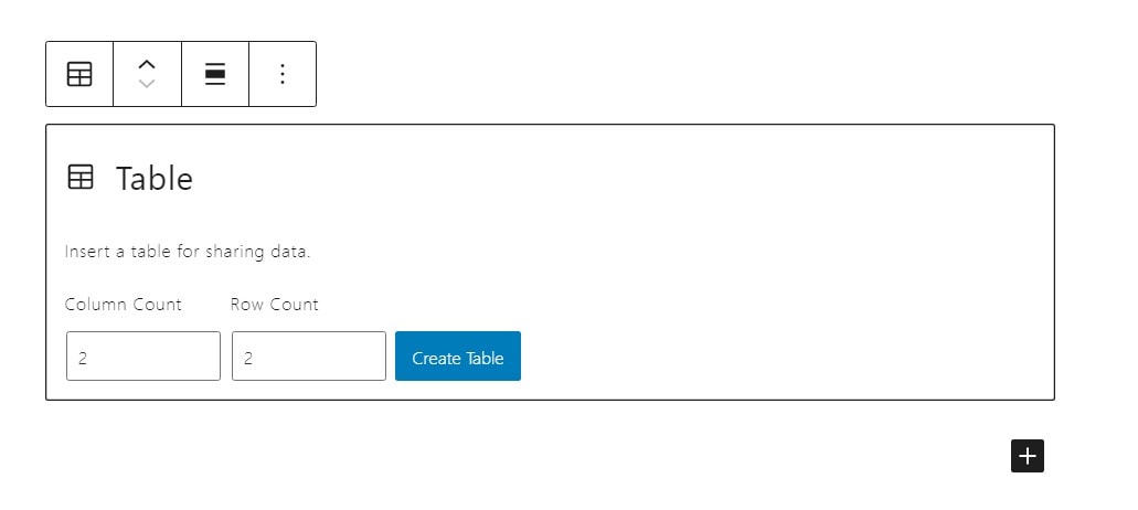 Example of Gutenberg Table option