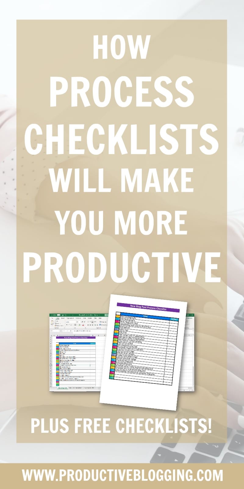 Want to waste less time? Do your tasks in the most efficient order? Avoid wasted opportunities? Here’s how process checklists will make you more productive and how to make them! Plus grab my FREE done-for-you process checklists. #productivity #timemanagement #processchecklists #projectmanagement #checklists #bloggingchecklists #freebloggingchecklists #bloggingtips #blogginghacks #solopreneur #productivitytips #productivityhacks #productiveblogging #productiveblogger #productivesolopreneur