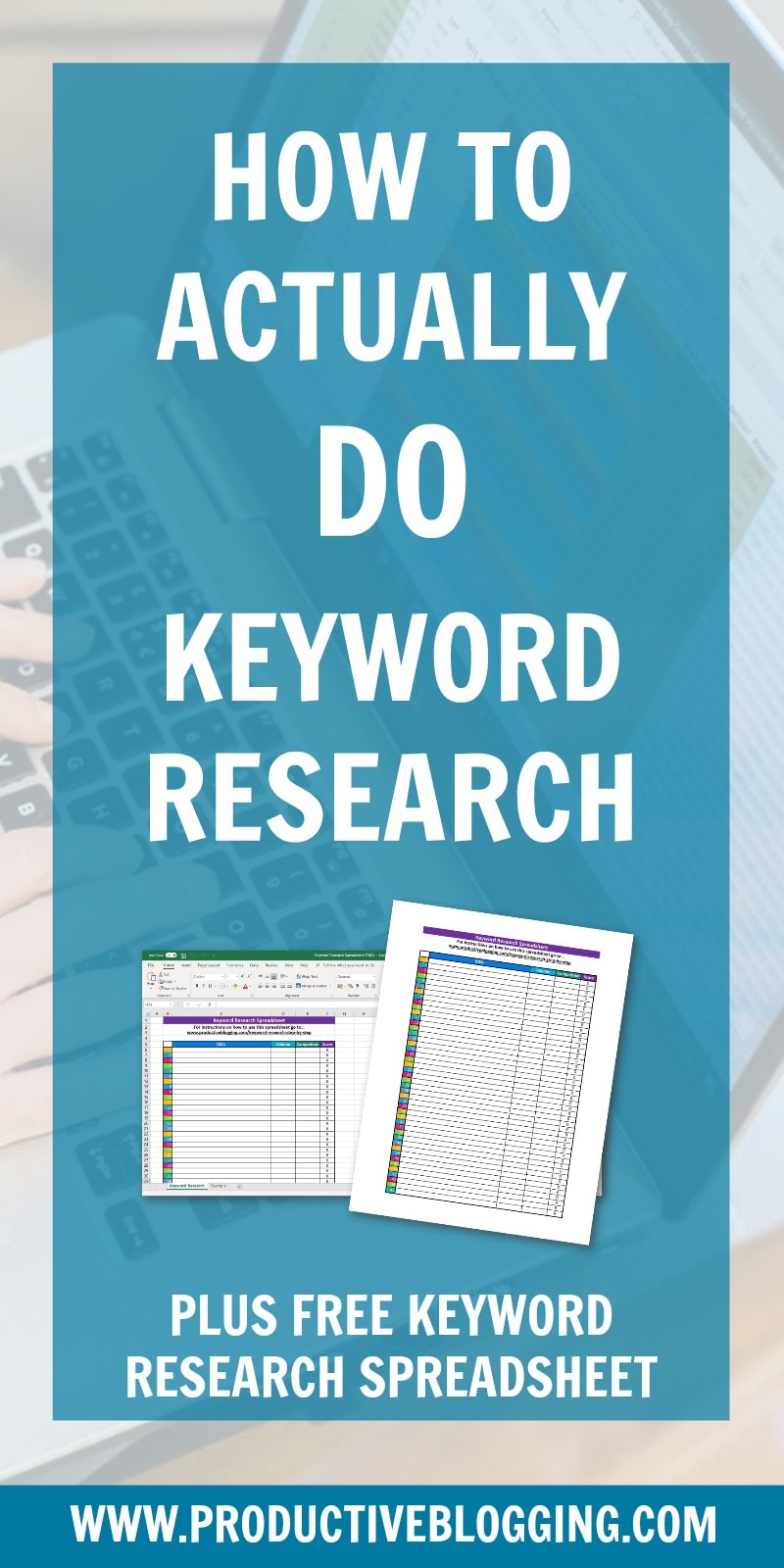 Have you read a lot about keyword research, but still struggle with how to actually DO it? Then this post is for you! I take you step by step through how to do keyword research for your blog, plus provide you with the perfect tool to make keyword research simple – my FREE Keyword Research Spreadsheet! This easy to use spreadsheet calculates which of your post ideas are likely to perform best on your blog. #SEO #SEOtips #searchengineoptimization #keywordresearch #yoast #productiveblogging