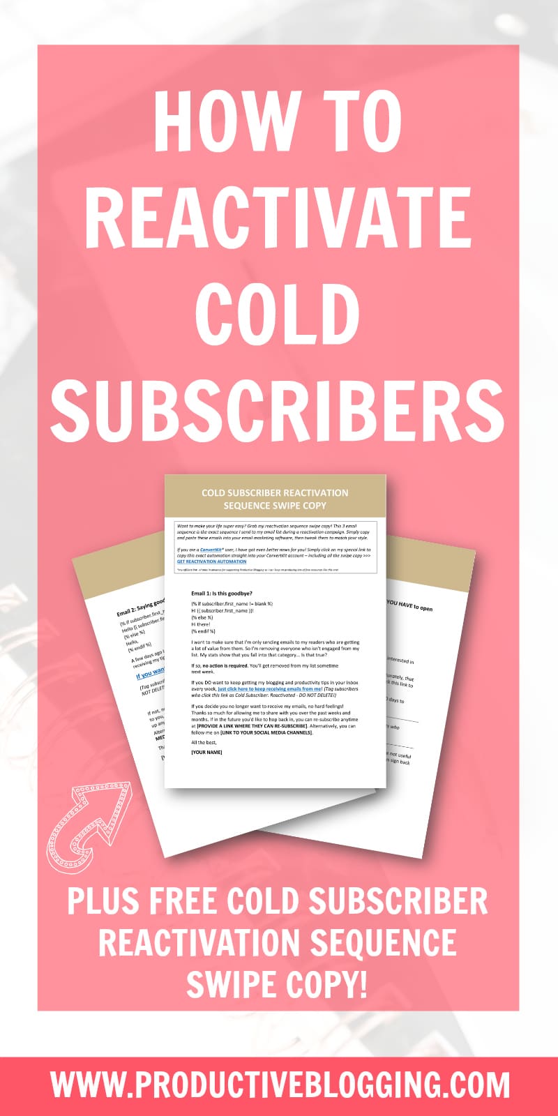 Instead of simply deleting cold subscribers, why not try and reactivate them? Here’s my step by step guide to running a reactivation campaign for your cold subscribers. #reactivatecoldsubscribers #coldsubscriberreactivation #reactivationsequence #coldsubscribers #listcleaning #emailmarketing #emaillist #emailmarketingtips #listbuilding #subscribers #convertkit #blogging #bloggers #bloggingtips #productiveblogging #blogsmarter #blogsmarternotharder