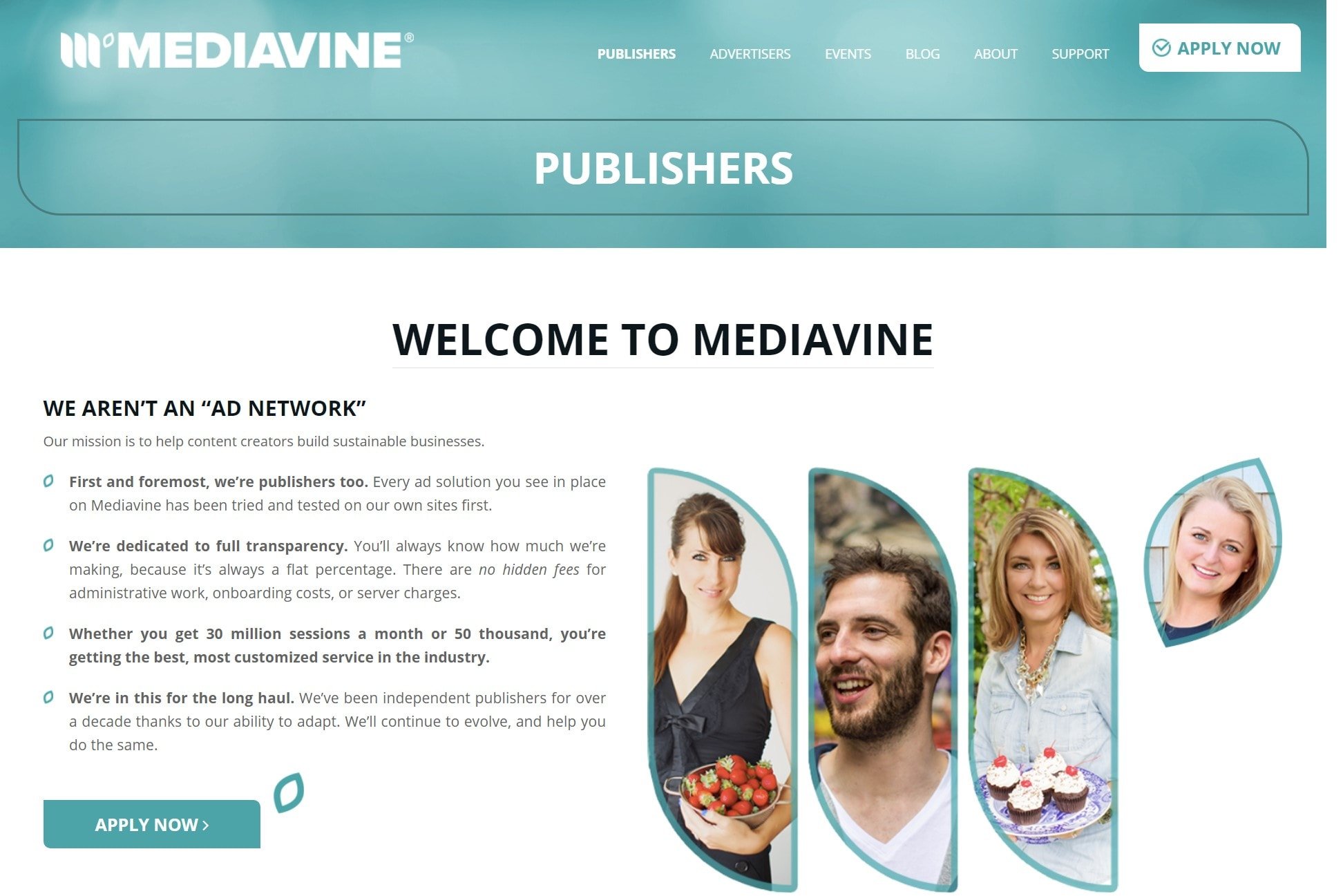 Screengrab from Mediavine's website: 'Welcome to Mediavine' page