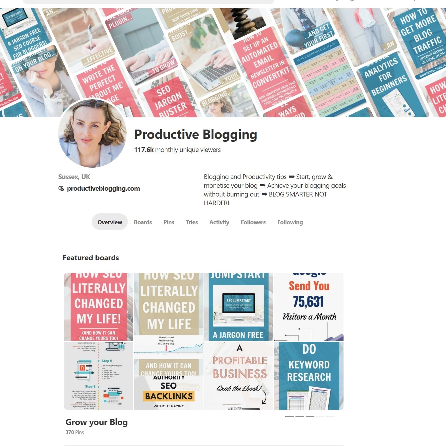 Productive Blogging Pinterest Account